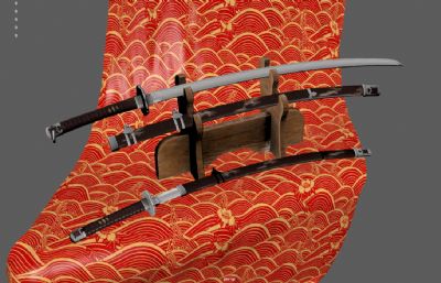 龙纹武士刀,东洋刀,太刀,古代冷兵器3dmaya模型