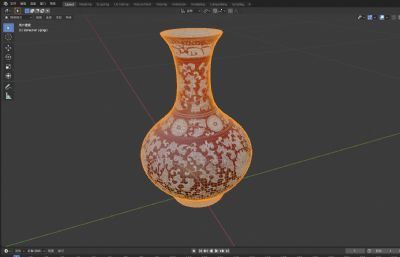 精美红白古董瓷器花瓶FBX模型