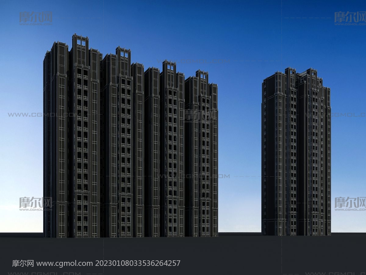 欧式高层小区住宅3D模型