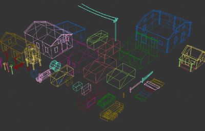 游戏低模建筑设施3D模型