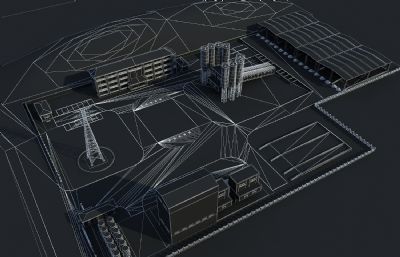 搅拌站,砂石厂,混凝土加工厂3D模型