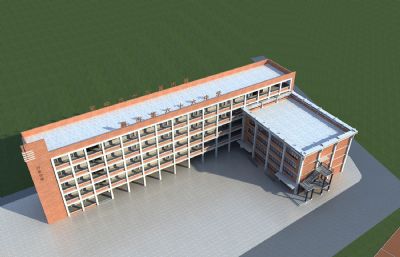 襄市第六十六中学教学楼,食堂,操场3D模型