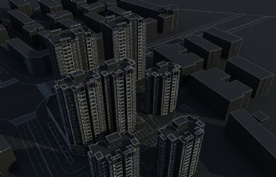 现代小区,商住楼,公寓大楼3D模型