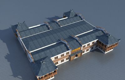 水水之梦,仿古中式餐馆,中式酒店3D模型