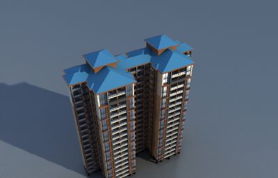 带架空层的坡顶住宅3D模型