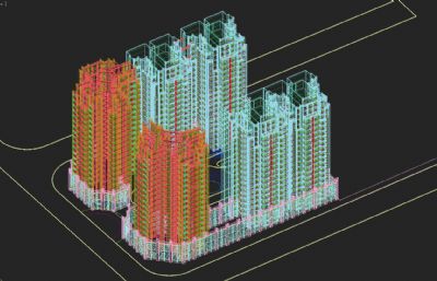 欧式住宅 线脚柱脚 城市花园 商业商铺3D模型
