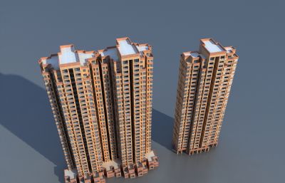 带架空层的现代住宅小区3D模型