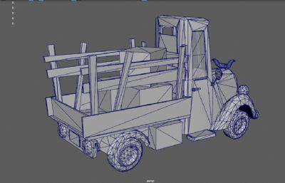修补轮胎的卡通汽车,农场卡车3dmaya模型