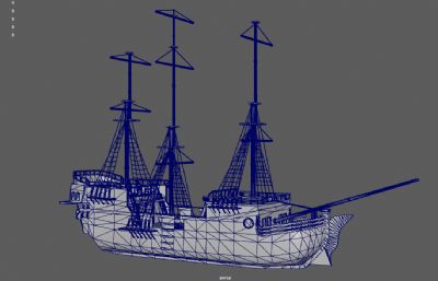 海盗船,古代海军战船,木船,帆船3dmaya模型