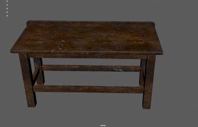 老式桌子,木桌,饭桌,复古家具3dmaya模型,已塌陷