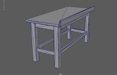 老式桌子,木桌,饭桌,复古家具3dmaya模型,已塌陷