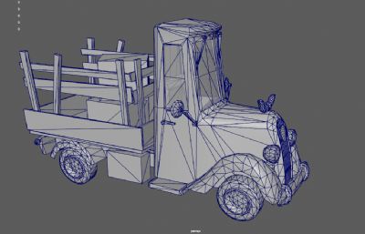 修补轮胎的卡通汽车,农场卡车3dmaya模型