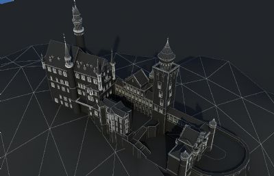 天鹅堡,德国古堡,欧式古堡,城堡3D模型