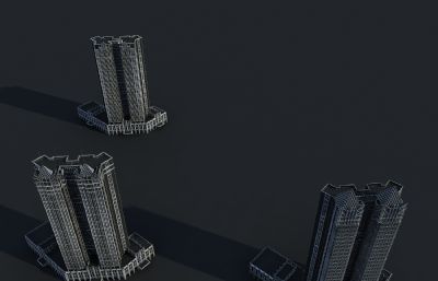 现代公寓,公寓式酒店,商场,商铺3D模型