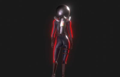戴头盔的女宇航员3D模型