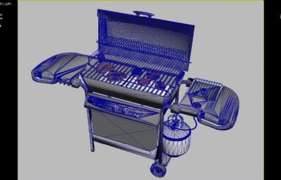 户外烤肉架,烧烤架3D模型