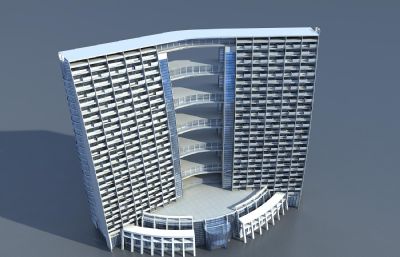 公寓式酒店,现代度假酒店3D模型