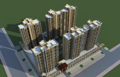 黄陂春天,欧式住宅小区3D模型