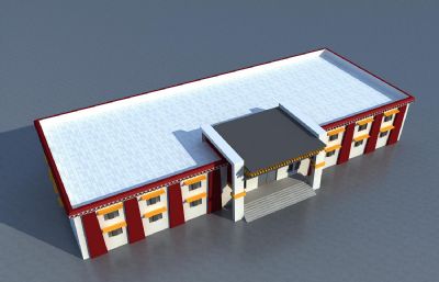 西藏厂房,藏族风格办公楼,仓库3D模型