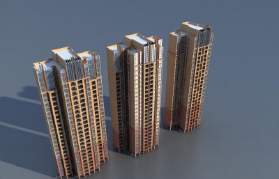 现代高层住宅,1楼架空3D模型