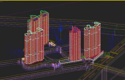 欧式商品房,高层住宅小区3D模型