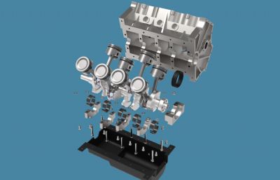 V8八缸发动机内部结构3D模型