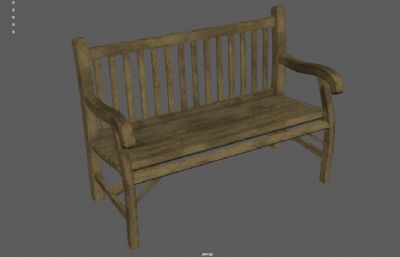 木凳,公共长椅,休闲木椅3dmaya模型
