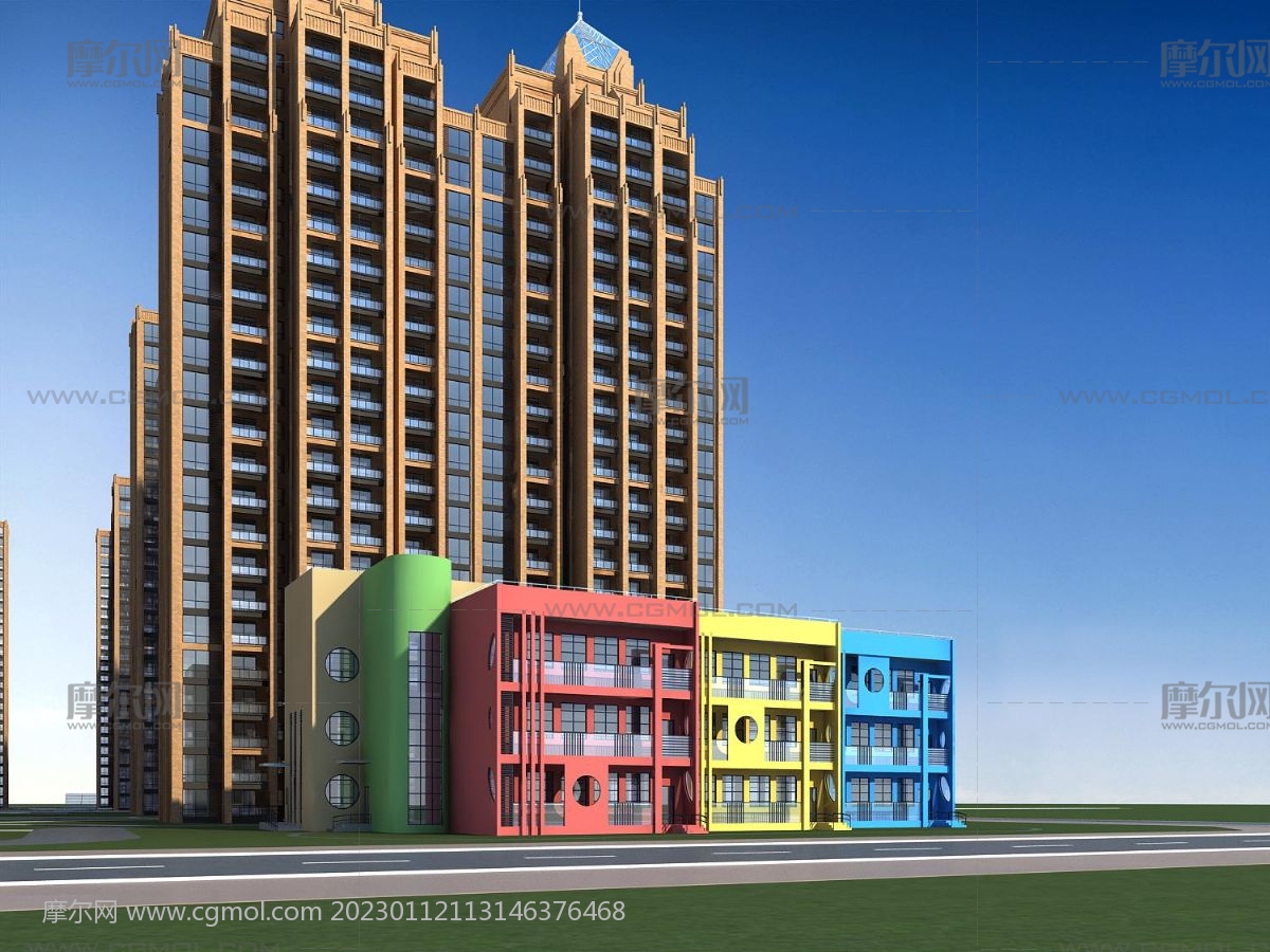 欧式住宅,商场,配套幼儿园,沿街商铺综合体3D模型