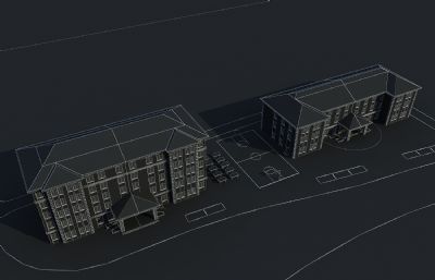 公共服务中心,社区服务综合楼,办公楼3dmax模型