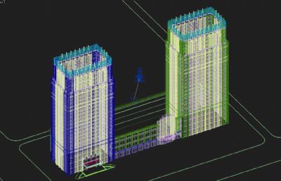 双子塔办公楼,酒店会所3dmax模型