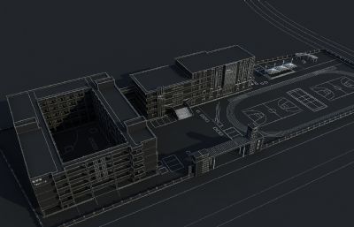 青山路小学,学校整体鸟瞰设计3dmax模型