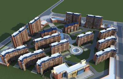 商业步行街,幼儿园,欧式住宅小区综合体3dmax模型