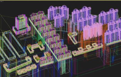 新中式住宅,安置房,附属楼,办公楼3dmax模型