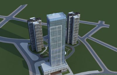 现代办公楼,商场大厦3dmax模型