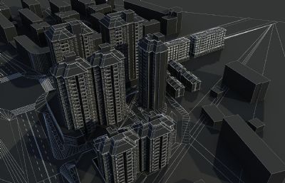 坡顶住宅+沿街商业+配楼组合3D模型