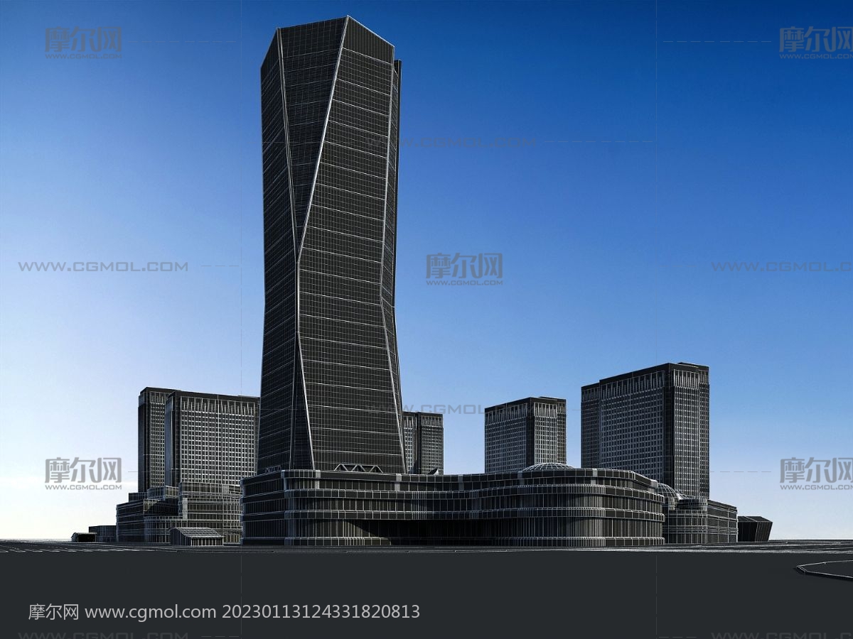 概念广场,城市地标大厦,购物中心3dmax模型