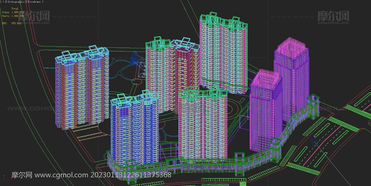 欧式住宅小区,欧式商业办公楼,商住楼综合体3dmax模型
