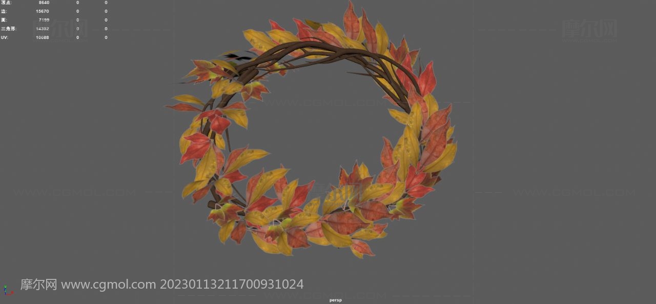 秋叶花环,头饰花环,植物编制花环3dmaya模型