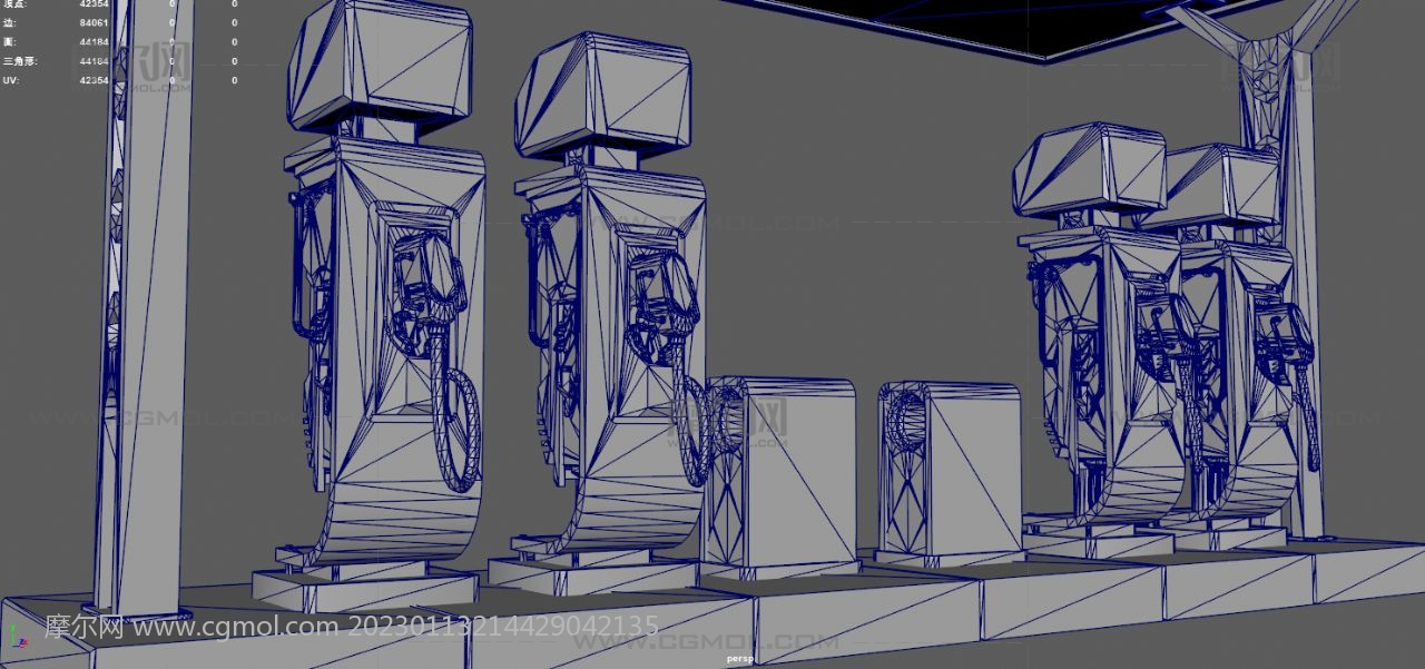科技感加油站,加油机,加油设备3dmaya模型