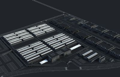 物流园,冷库,仓库,办公楼3dmax模型