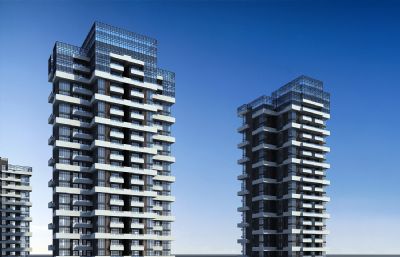 现代多层小区,玻璃住宅,阳光房3dmax模型