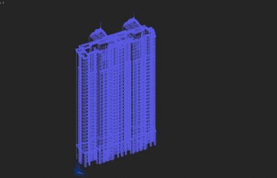 欧式高层住宅,底部架空小区3dmax模型