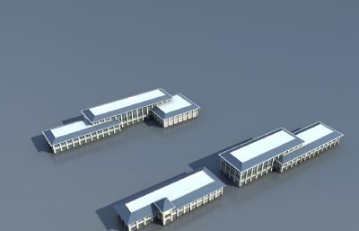 坡顶商业大楼,欧式塔楼3dmax模型