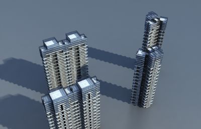 玻璃面住宅,高层小区3dmax模型
