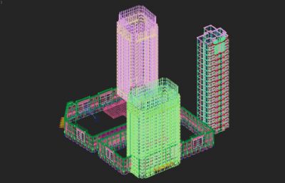 办公楼及周边商业楼,住宅小区3dmax模型