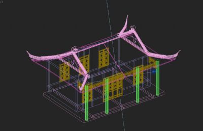 土地庙,古建歇山顶建筑,寺庙3dmax模型