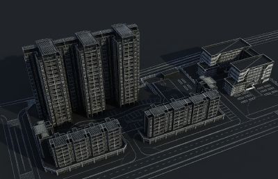 体育中心,商业会所,住宅小区,办公楼3dmax模型