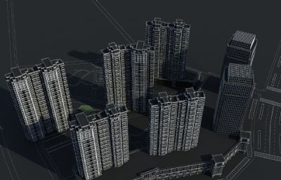 欧式住宅小区,欧式商业办公楼,商住楼综合体3dmax模型