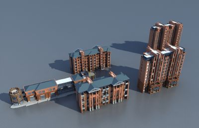中式洋房,中式高层小区3dmax模型