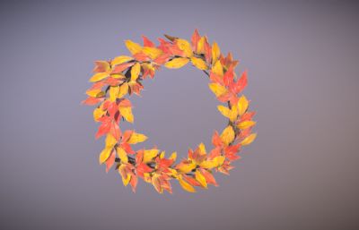 秋叶花环,头饰花环,植物编制花环3dmaya模型